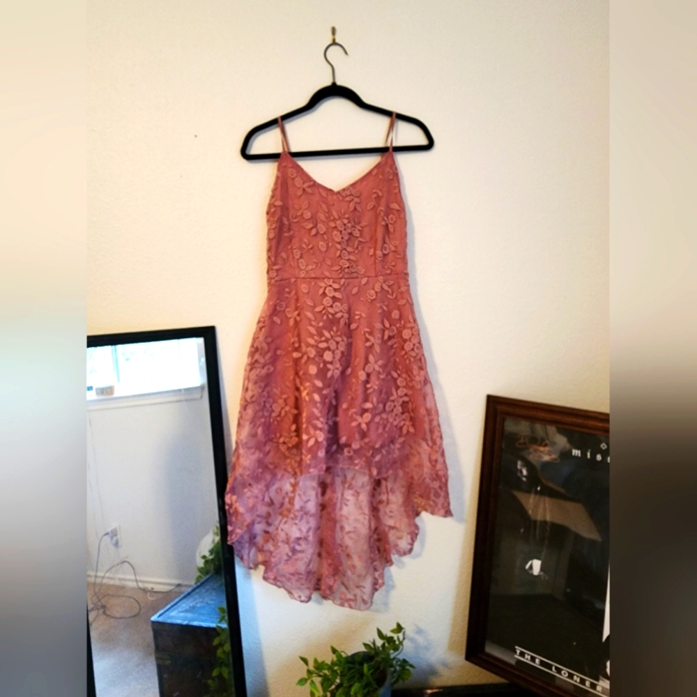 Pink Floral Hifh Low Dress | Size: M/L?